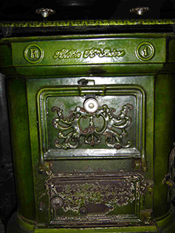 Glazed and decorated cast iron heater