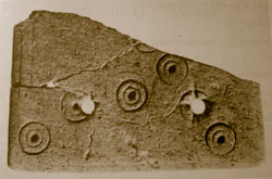 One decorated tablet made of clay from achaeological excavation